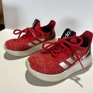 Adidas youth boys size 13, red lace up sneakers